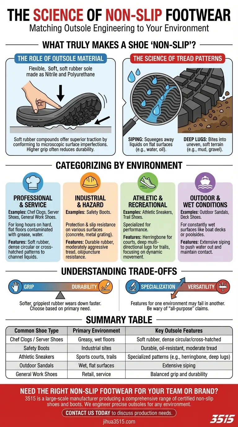 Quali sono i sei tipi comuni di scarpe antiscivolo? Trova la presa perfetta per il tuo ambiente di lavoro Guida Visiva
