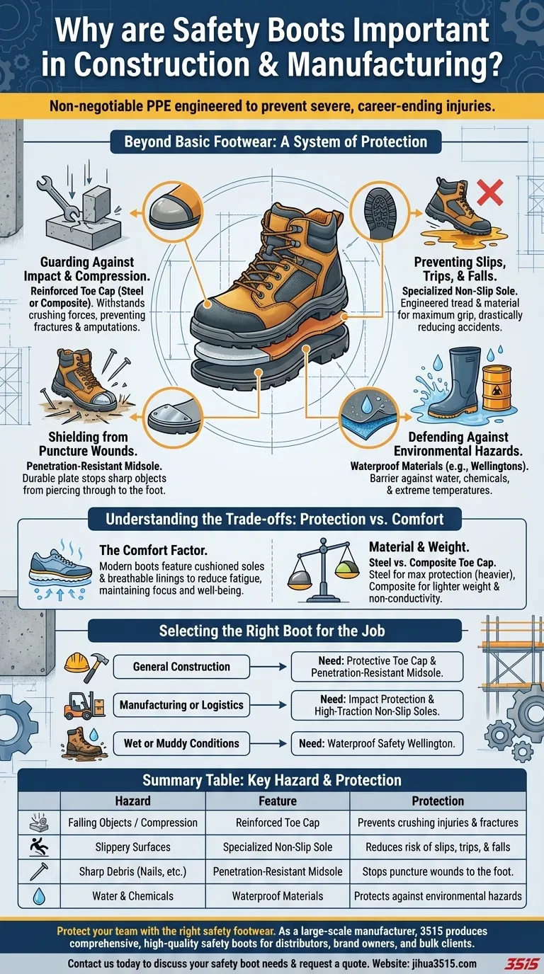 Perché gli scarponi antinfortunistici sono importanti nell'edilizia e nella produzione? Protezione essenziale per la tua forza lavoro Guida Visiva