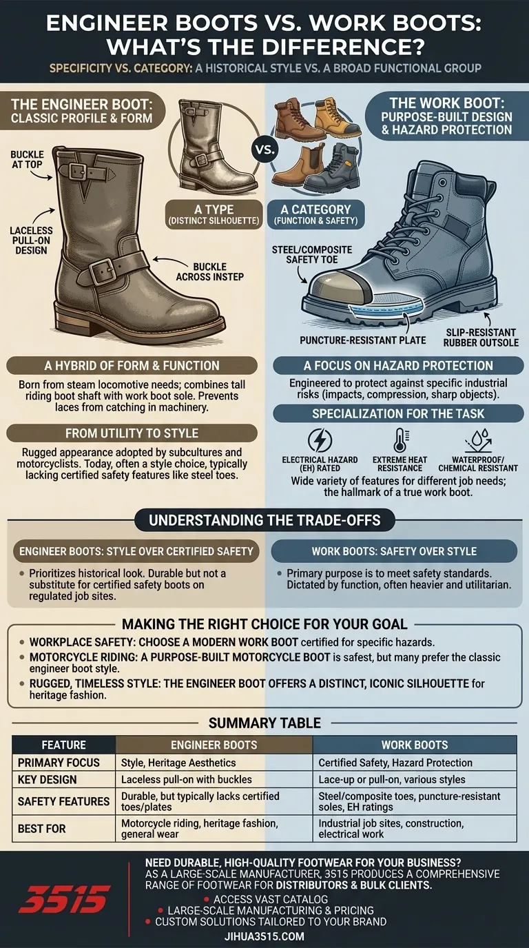 엔지니어 부츠와 작업화의 차이점은 무엇인가요? 스타일 대 안전 가이드 시각적 가이드
