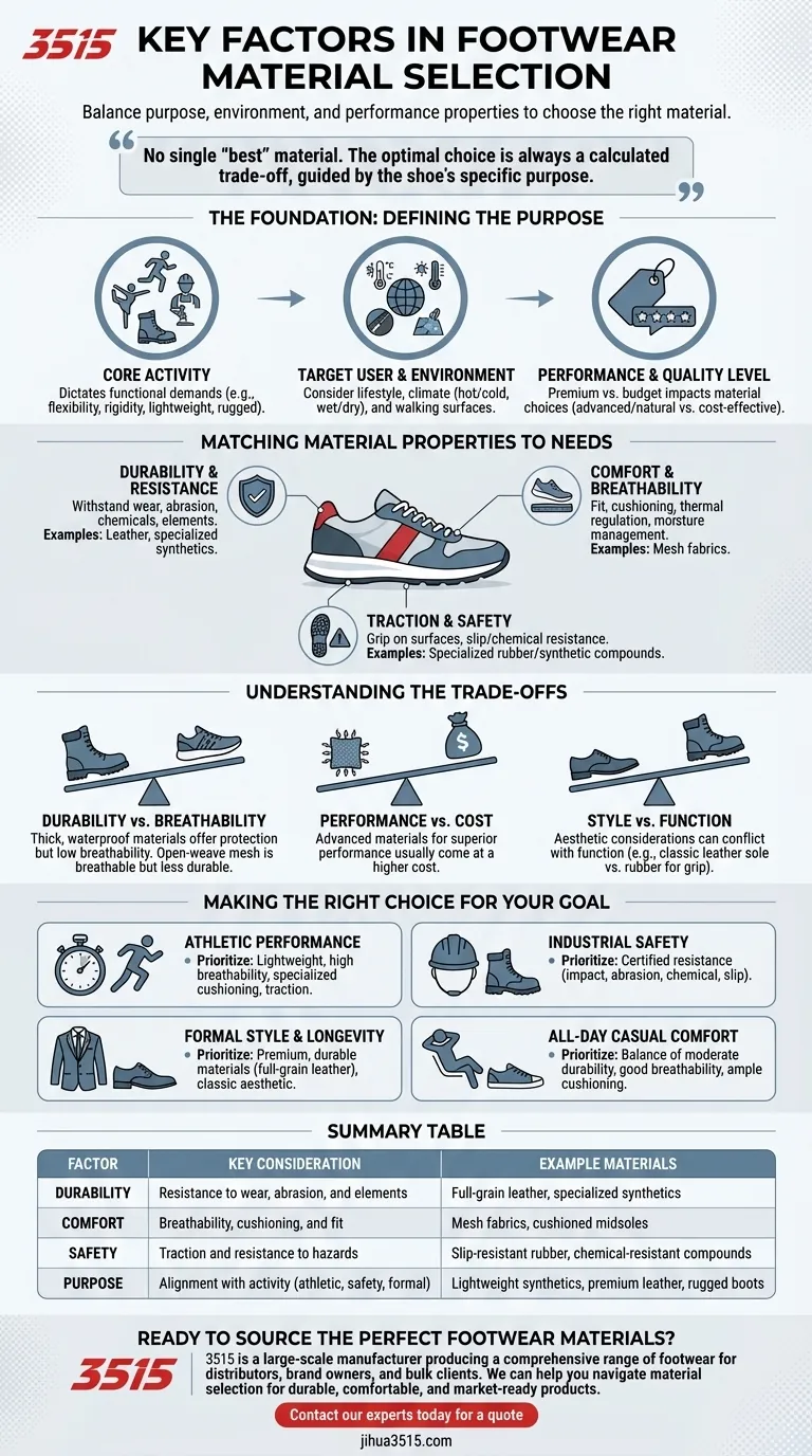 Quels sont les facteurs clés à considérer lors de la sélection des matériaux pour chaussures ? Un guide sur la performance et la durabilité Guide Visuel