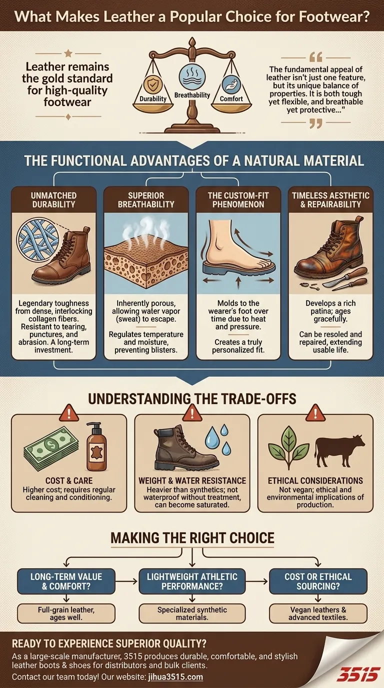 Qu'est-ce qui fait du cuir un choix populaire pour les chaussures ? Découvrez la durabilité, la respirabilité et le confort Guide Visuel