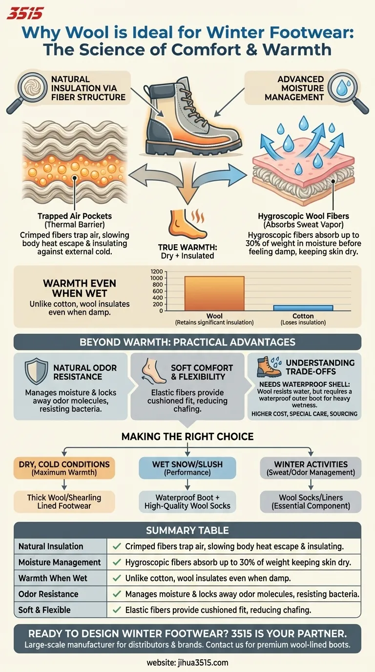 Qu'est-ce qui rend la laine adaptée aux chaussures d'hiver ? Libérez la chaleur naturelle et le contrôle de l'humidité Guide Visuel