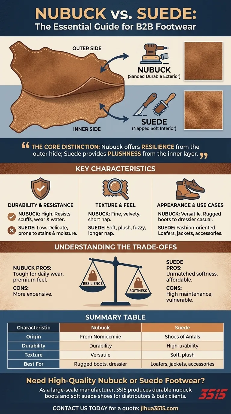 Quelle est la différence entre le nubuck et le daim ? Un guide sur la durabilité et la douceur Guide Visuel