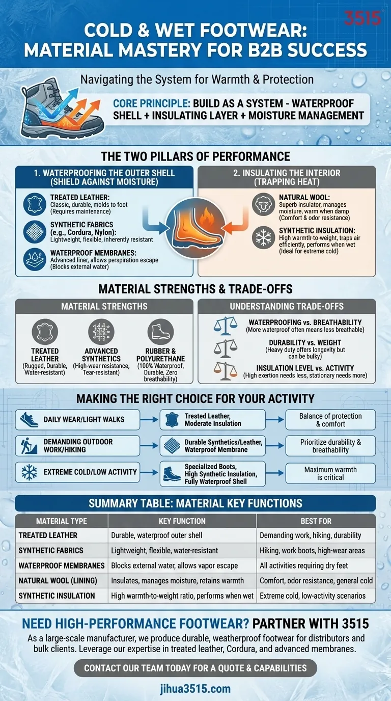 Quels matériaux de chaussures conviennent aux conditions froides et humides ? Restez au chaud et au sec avec les bonnes bottes Guide Visuel