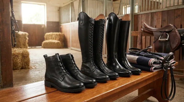 Quels sont les principaux types de bottes d'équitation mentionnés ? Un guide sur les bottes courtes et longues pour chaque cavalier