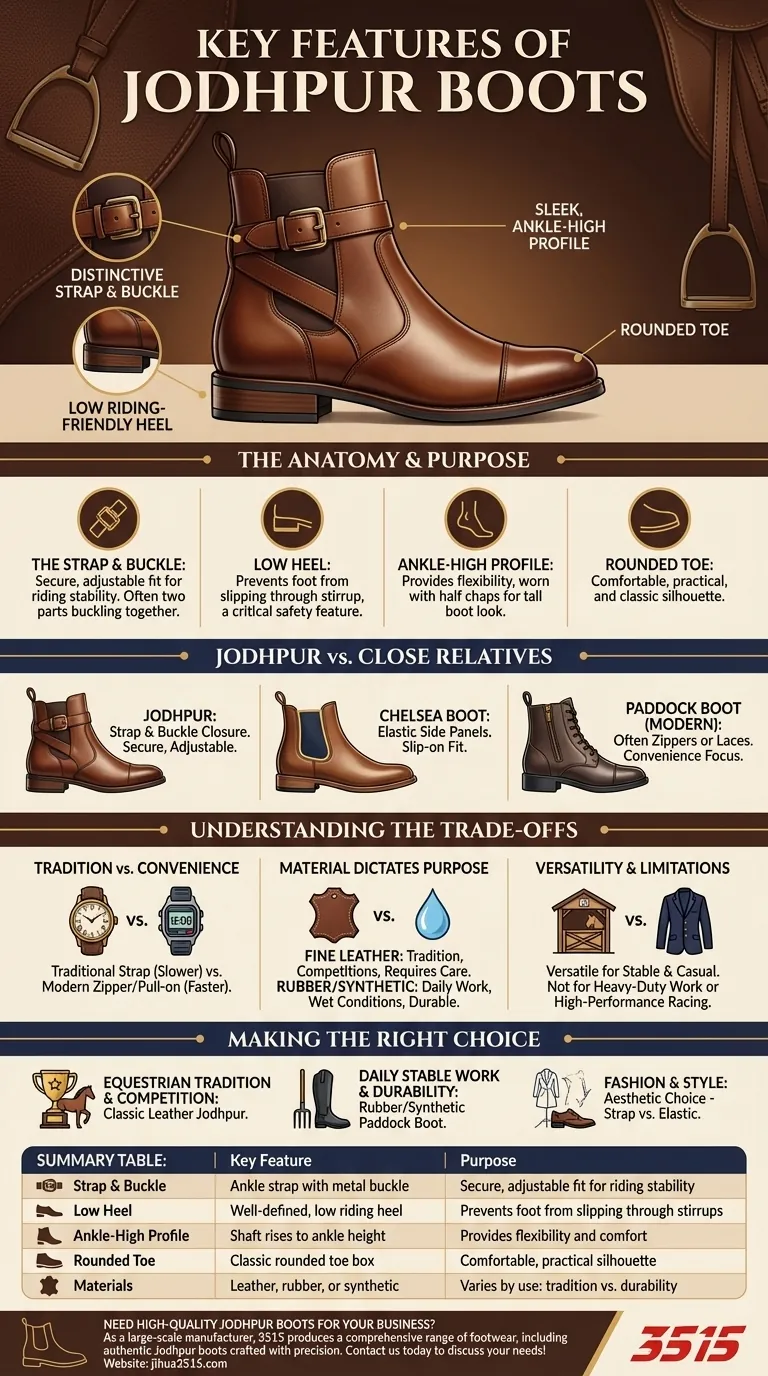 Quelles sont les caractéristiques clés des bottes Jodhpur ? Analyse du design emblématique avec bride et boucle Guide Visuel