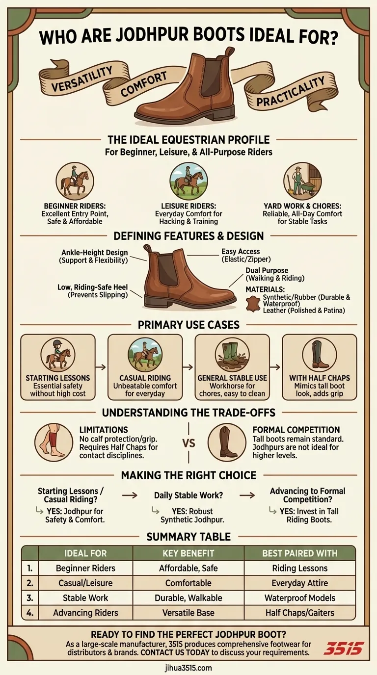 À qui s'adressent les bottes Jodhpur ? La botte parfaite pour les cavaliers débutants et occasionnels Guide Visuel