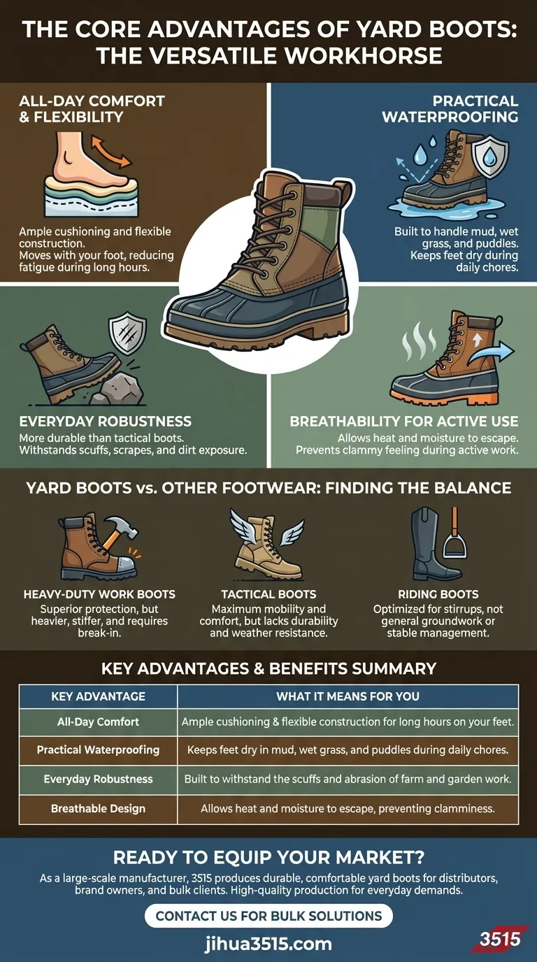 Quels sont les avantages des bottes de yard ? Les chaussures d'extérieur polyvalentes par excellence Guide Visuel