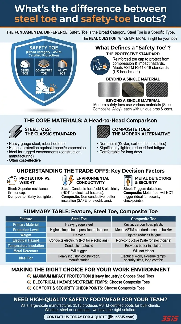What's the difference between steel toe and safety-toe boots? Choose the Right Protection for Your Job Visual Guide
