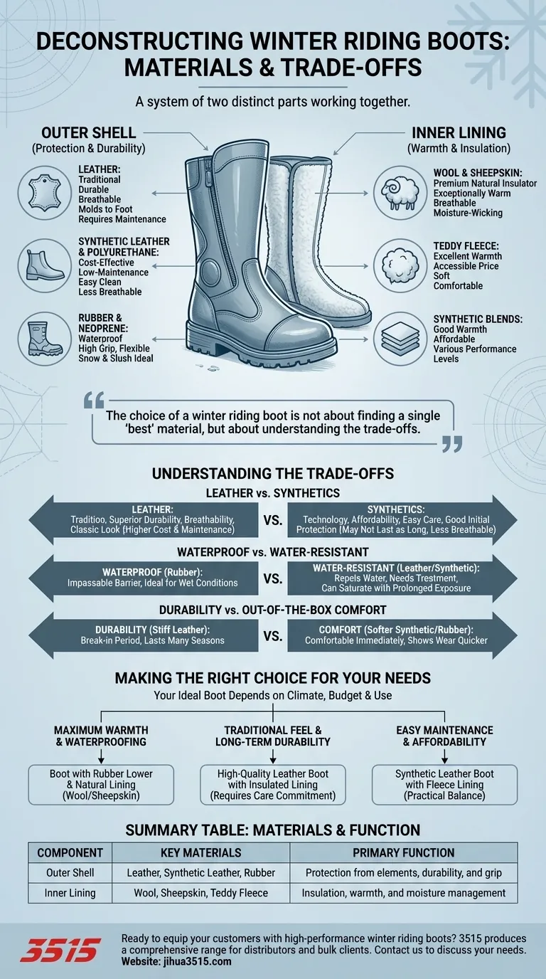 De quels matériaux sont faites les bottes d'équitation d'hiver ? Cuir vs. Synthétique : les compromis Guide Visuel