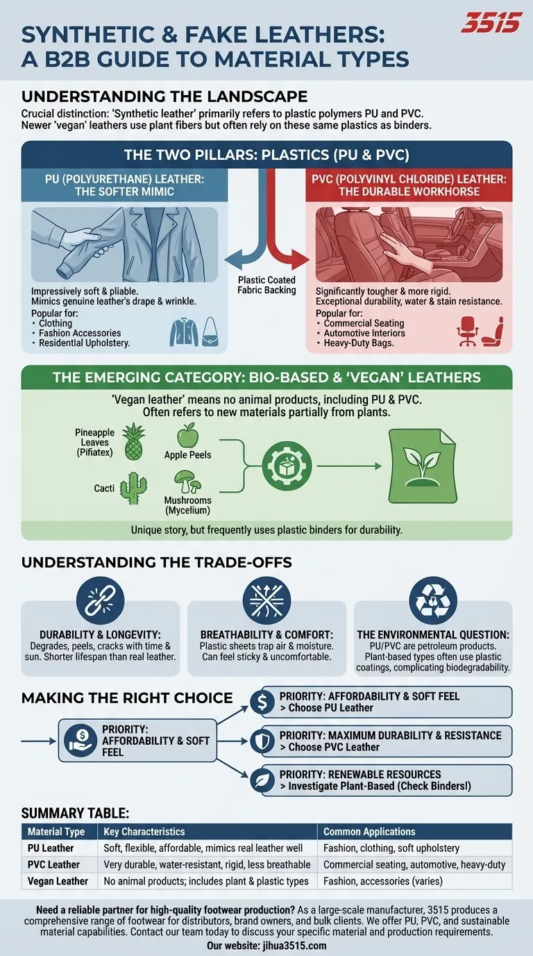 Quels sont les types courants de cuir synthétique et de cuir artificiel ? Un guide sur les matériaux PU, PVC et végétaliens Guide Visuel