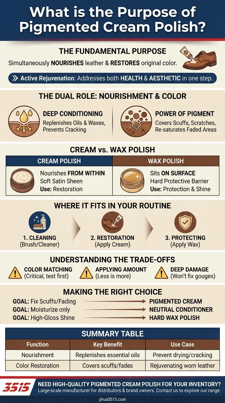 Quel est le but d'un cirage teinté en crème ? Redonnez vie et nourrissez votre cuir en une seule étape Guide Visuel