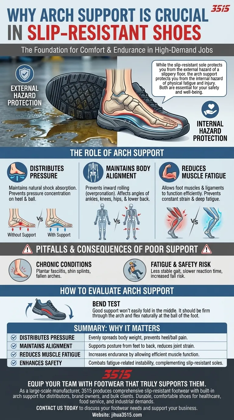 ¿Por qué es importante el soporte del arco en el calzado antideslizante? Previene la fatiga y aumenta la seguridad Guía Visual