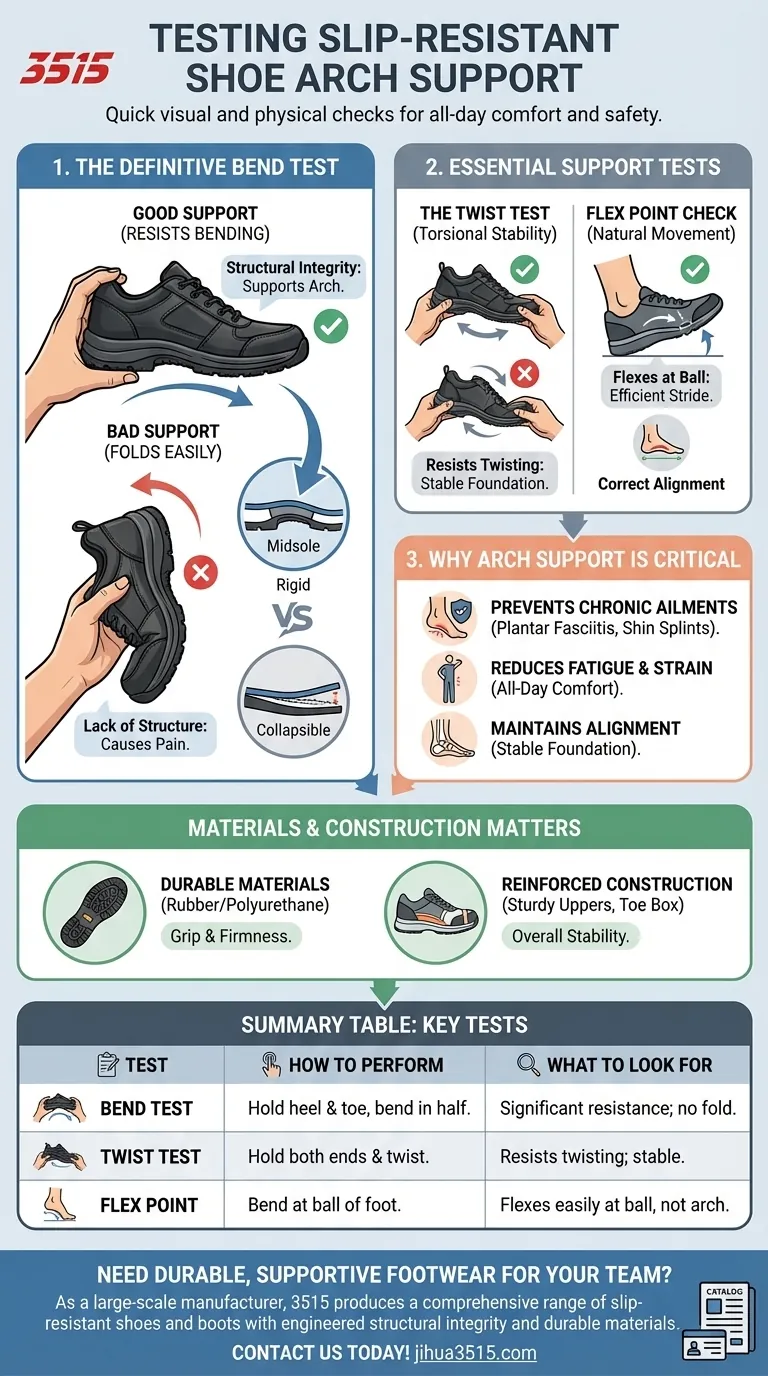 Comment tester le soutien de la voûte plantaire des chaussures antidérapantes ? Le test de flexion simple pour un confort toute la journée Guide Visuel