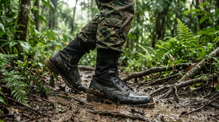 Quel processus de test et de retour d'information a été utilisé pour affiner la conception de la botte de jungle ? Une itération d'un an pilotée par les soldats