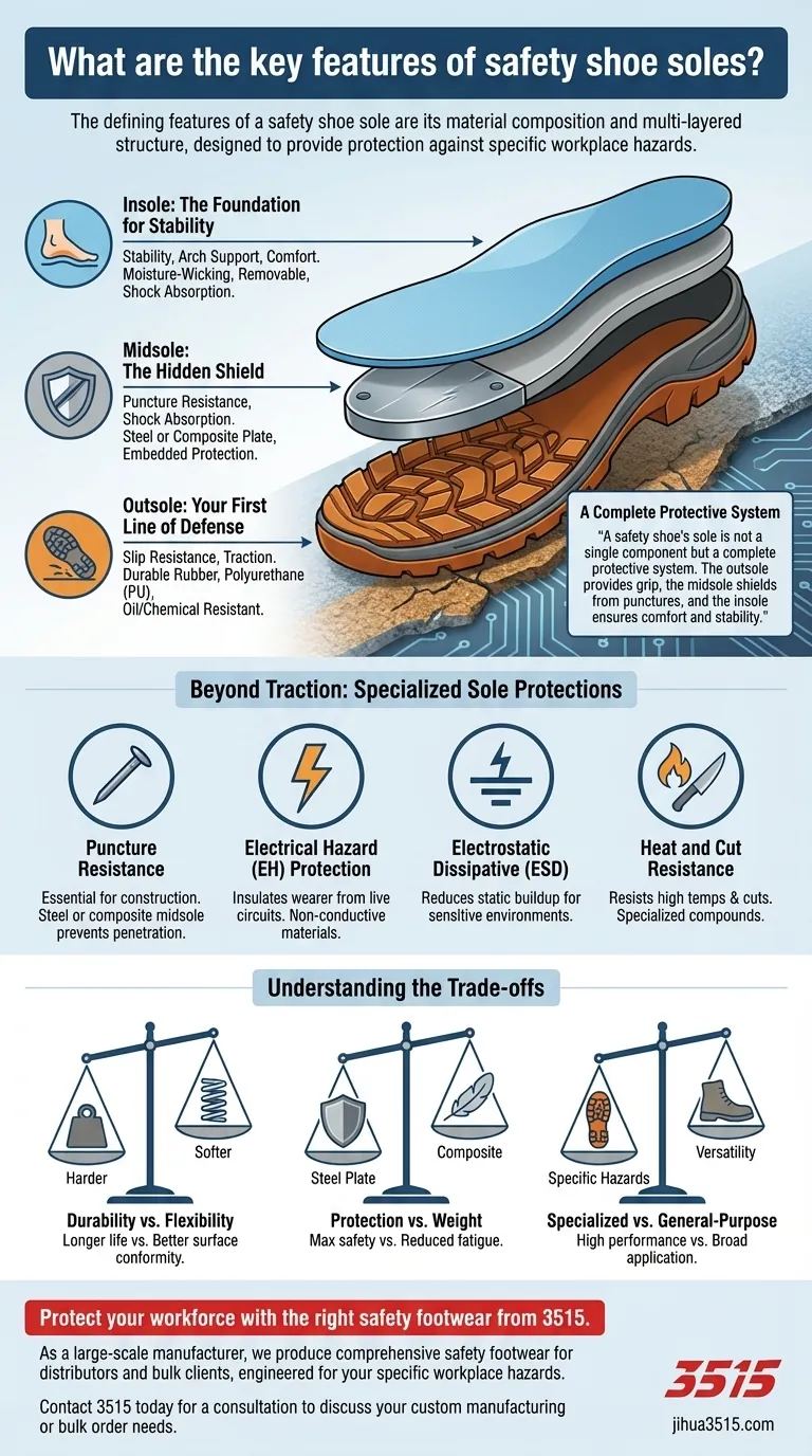 Quali sono le caratteristiche principali delle suole delle scarpe antinfortunistiche? Una guida completa alla protezione dei piedi sul posto di lavoro Guida Visiva