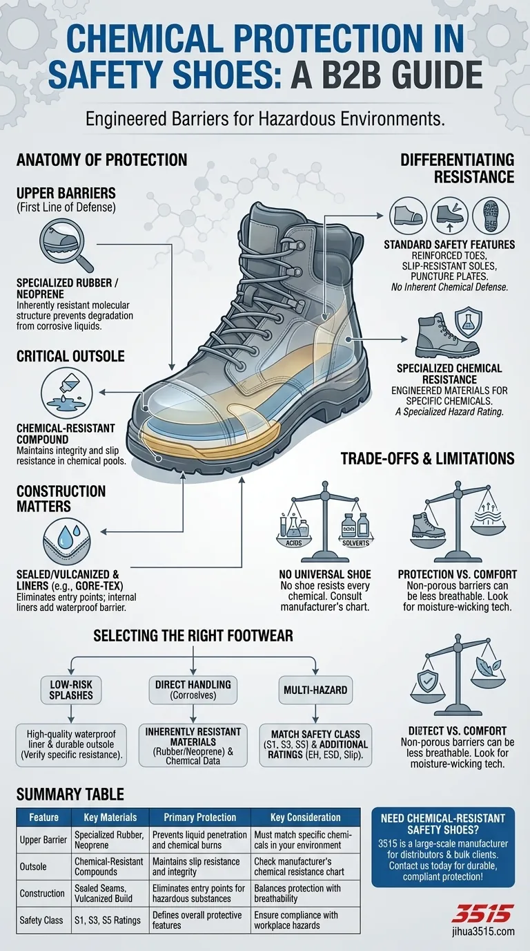 Quelles sont les caractéristiques de protection chimique offertes par les chaussures de sécurité ? Un guide des chaussures résistantes aux dangers Guide Visuel