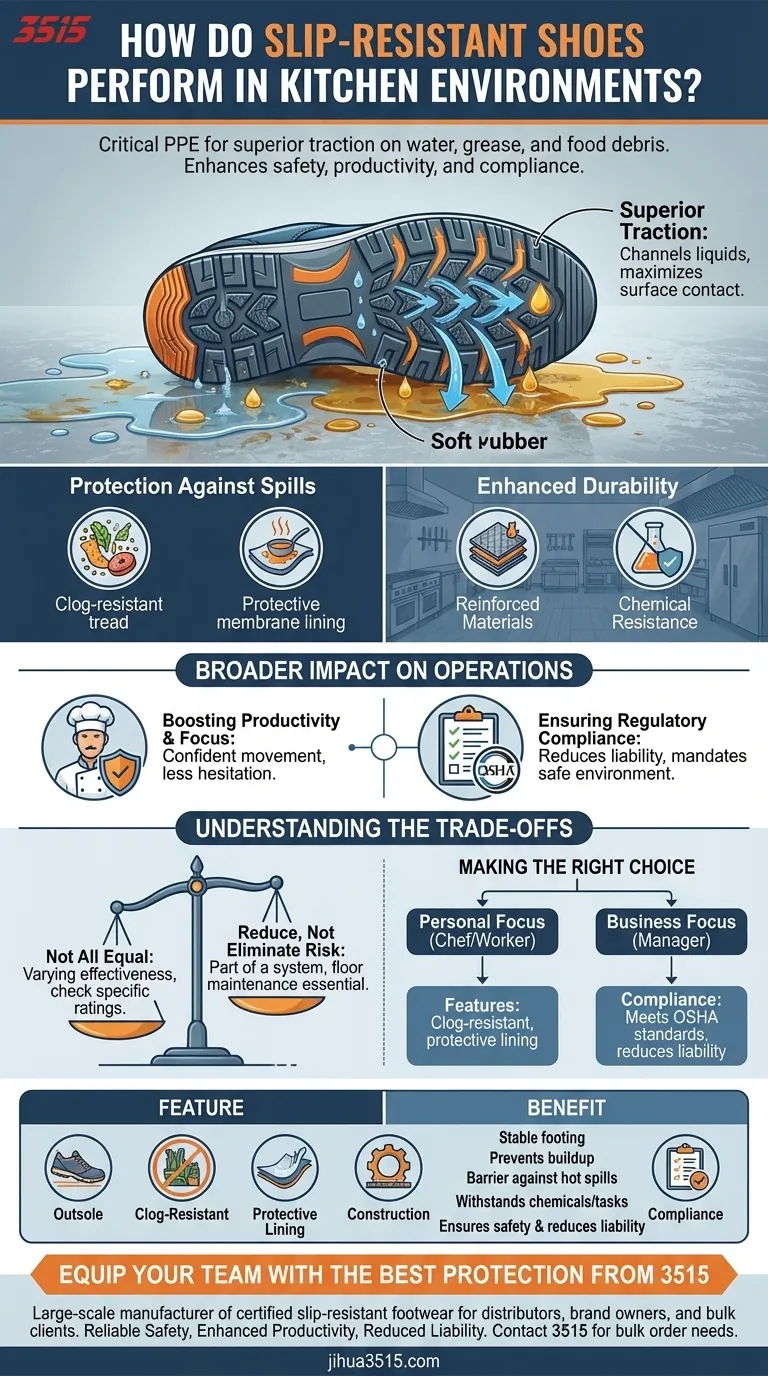 Comment les chaussures antidérapantes se comportent-elles dans les environnements de cuisine ? Essentiel pour la sécurité et l'efficacité Guide Visuel