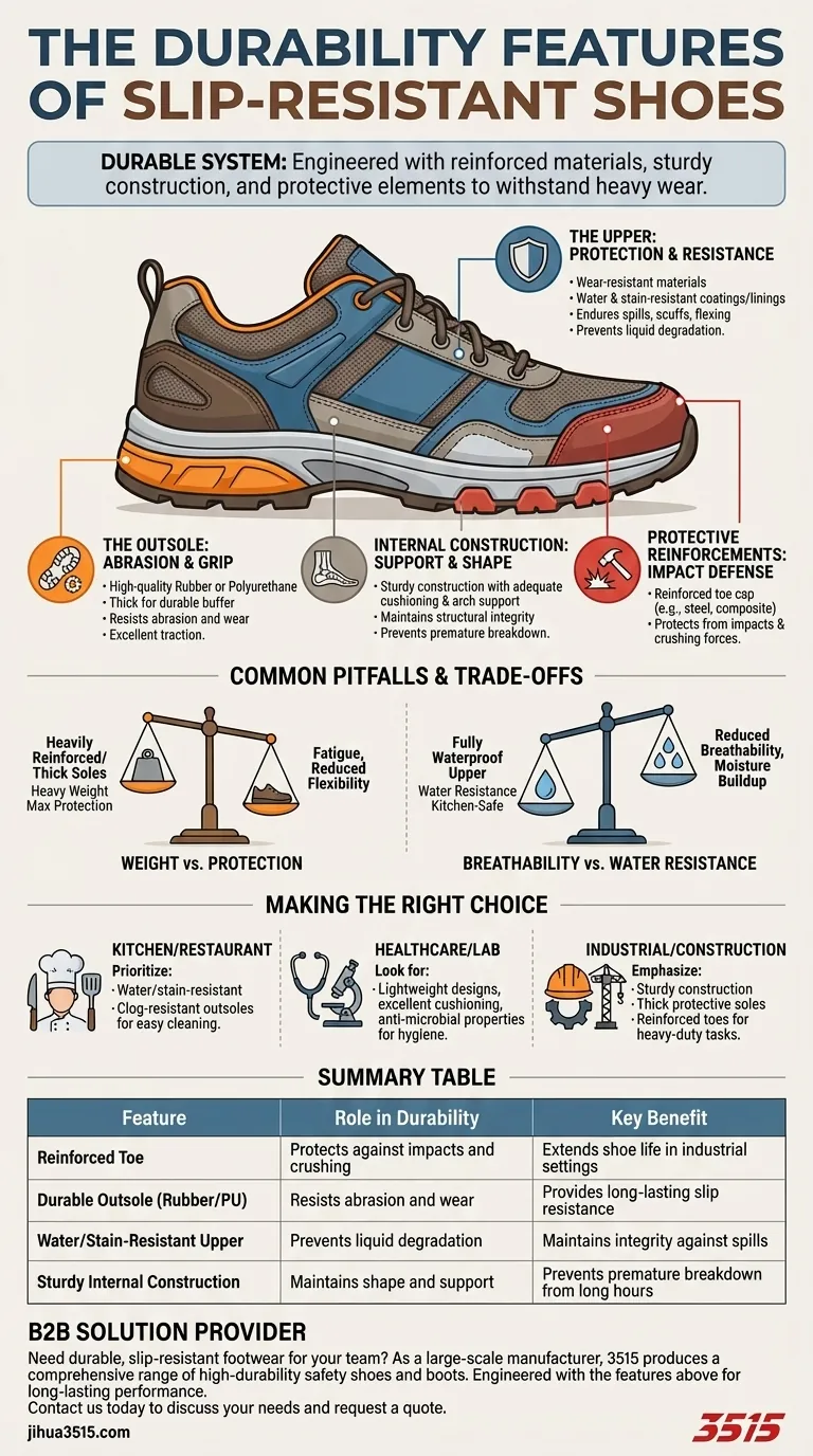 ¿Cuáles son las características de durabilidad del calzado antideslizante? Una guía sobre calzado de seguridad duradero Guía Visual