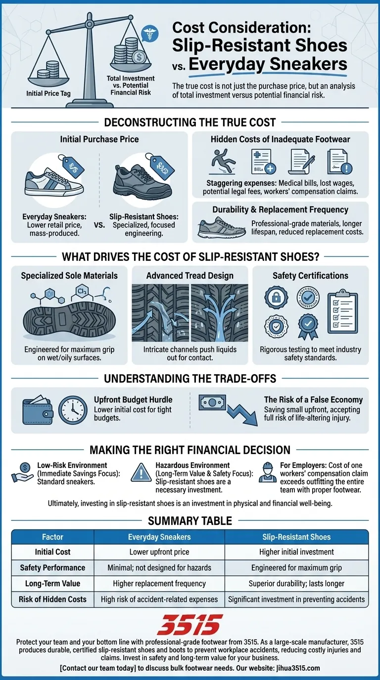 Quelle est la considération de coût lors du choix entre des chaussures antidérapantes et des baskets de tous les jours ? Évitez la fausse économie Guide Visuel