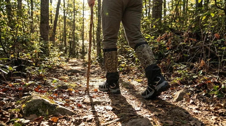 Quels équipements de protection supplémentaires peuvent être utilisés pour prévenir les morsures de serpent lors de promenades en forêt ? Équipement essentiel pour la protection des jambes