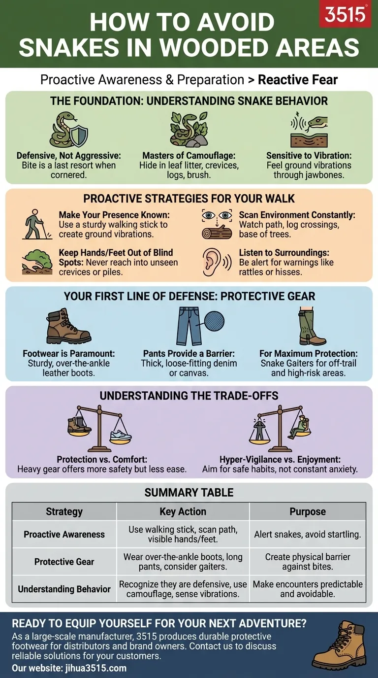 Quels sont les conseils pour éviter les serpents en marchant dans les zones boisées ? Marchez avec confiance et sécurité Guide Visuel