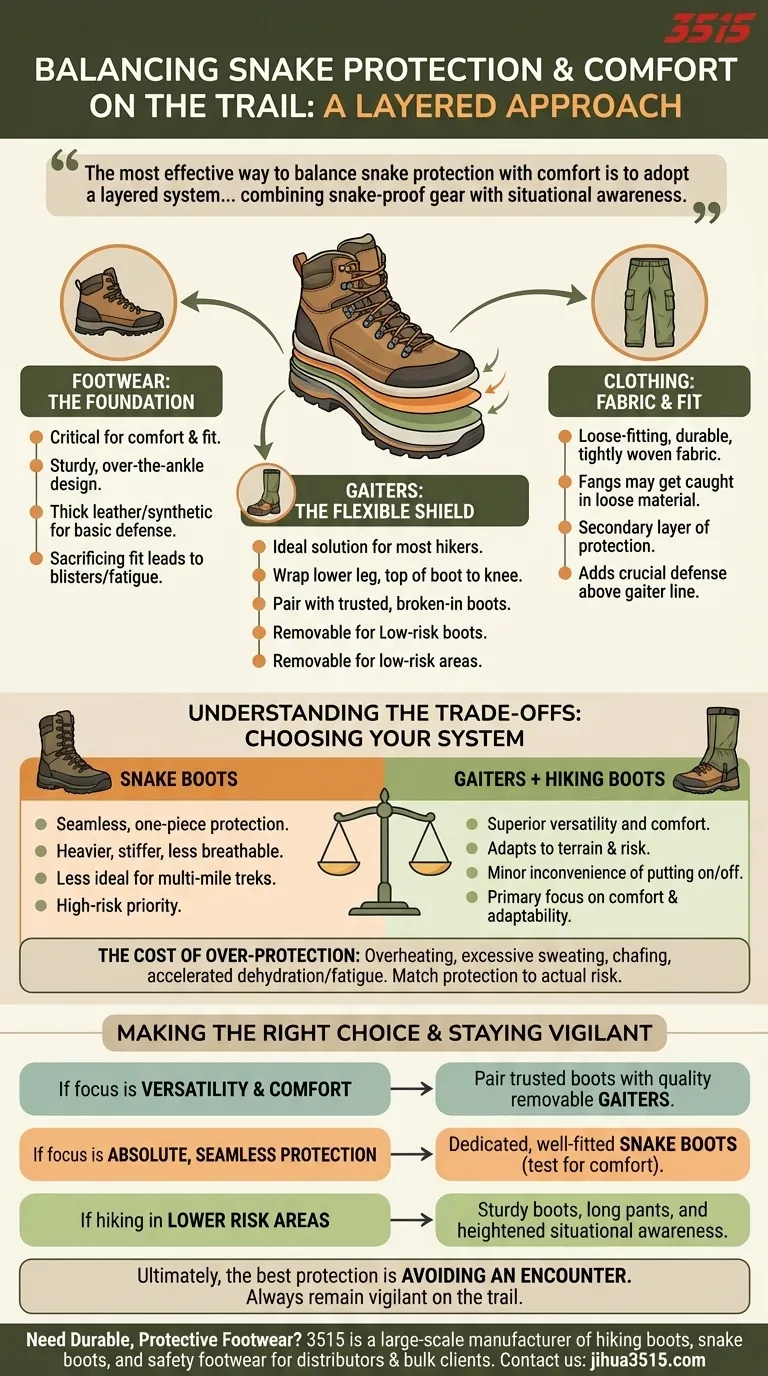 Как совместить защиту от змей с комфортом во время долгих походов? Освойте многослойную систему безопасности Визуальное руководство