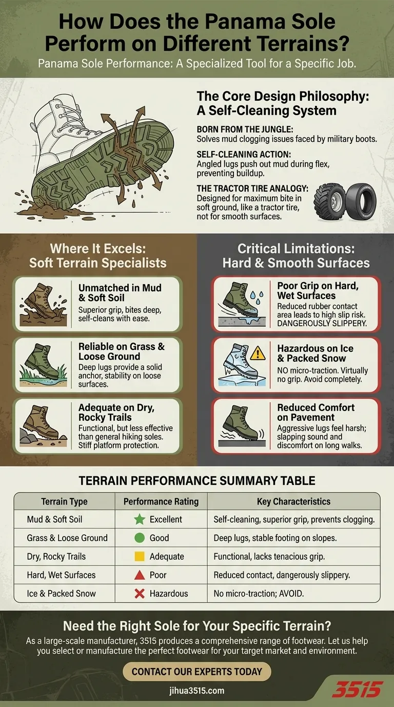 Comment la semelle Panama se comporte-t-elle sur différents terrains ? Un guide spécialisé sur l'adhérence et la sécurité Guide Visuel