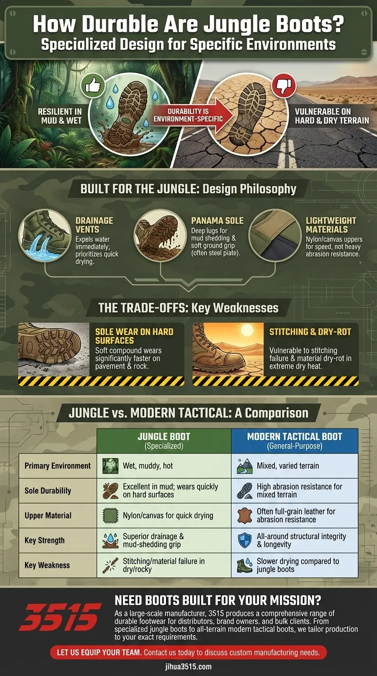 Quelle est la durabilité des bottes de jungle ? Maximisez les performances en adaptant la botte à la mission. Guide Visuel