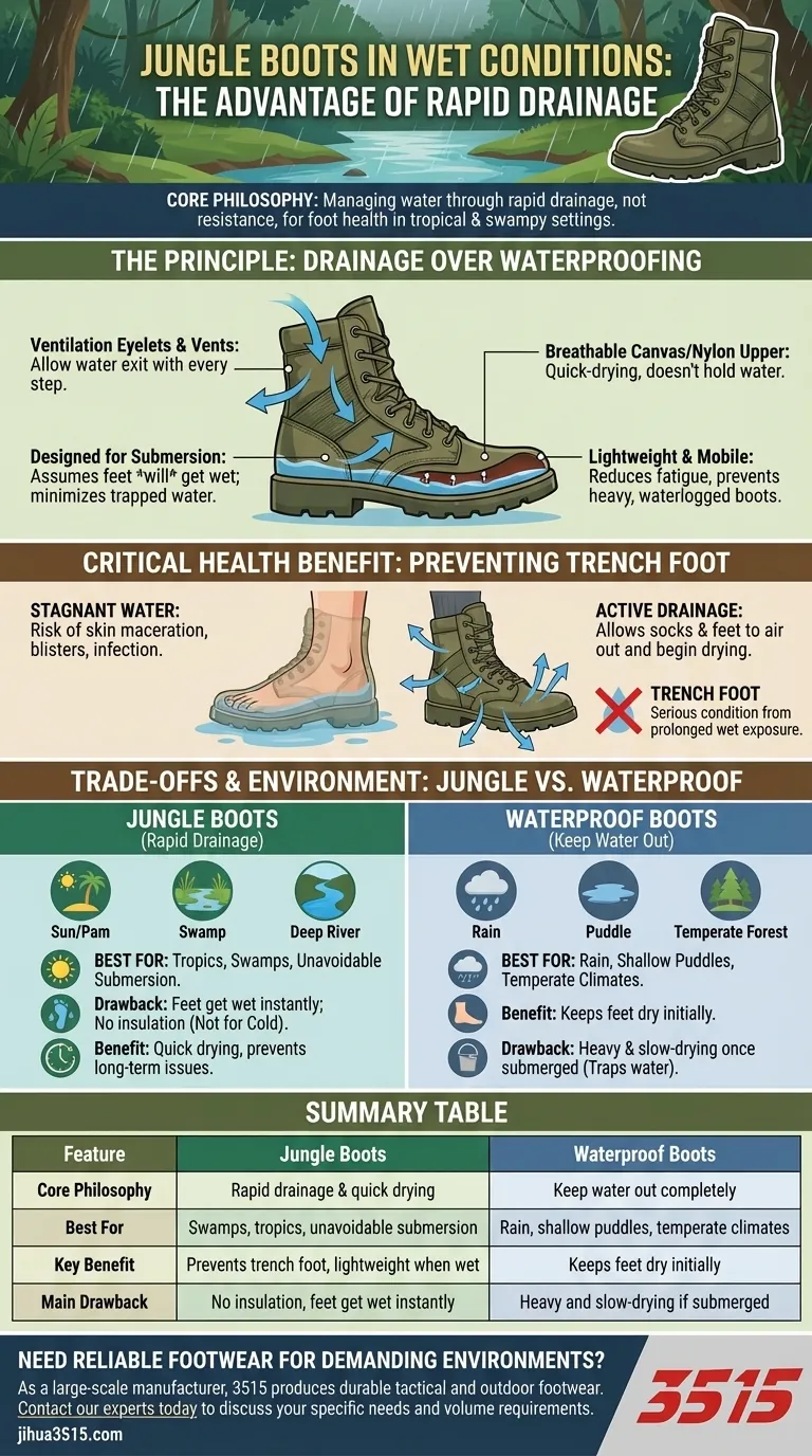 Quels sont les avantages des bottes de jungle dans des conditions humides ? Maîtriser la santé des pieds sur terrain humide Guide Visuel
