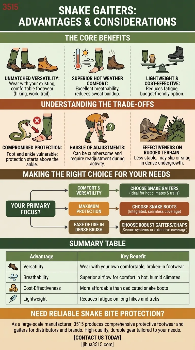 Quels sont les avantages des guêtres anti-serpent ? Polyvalence supérieure, respirabilité et rentabilité Guide Visuel