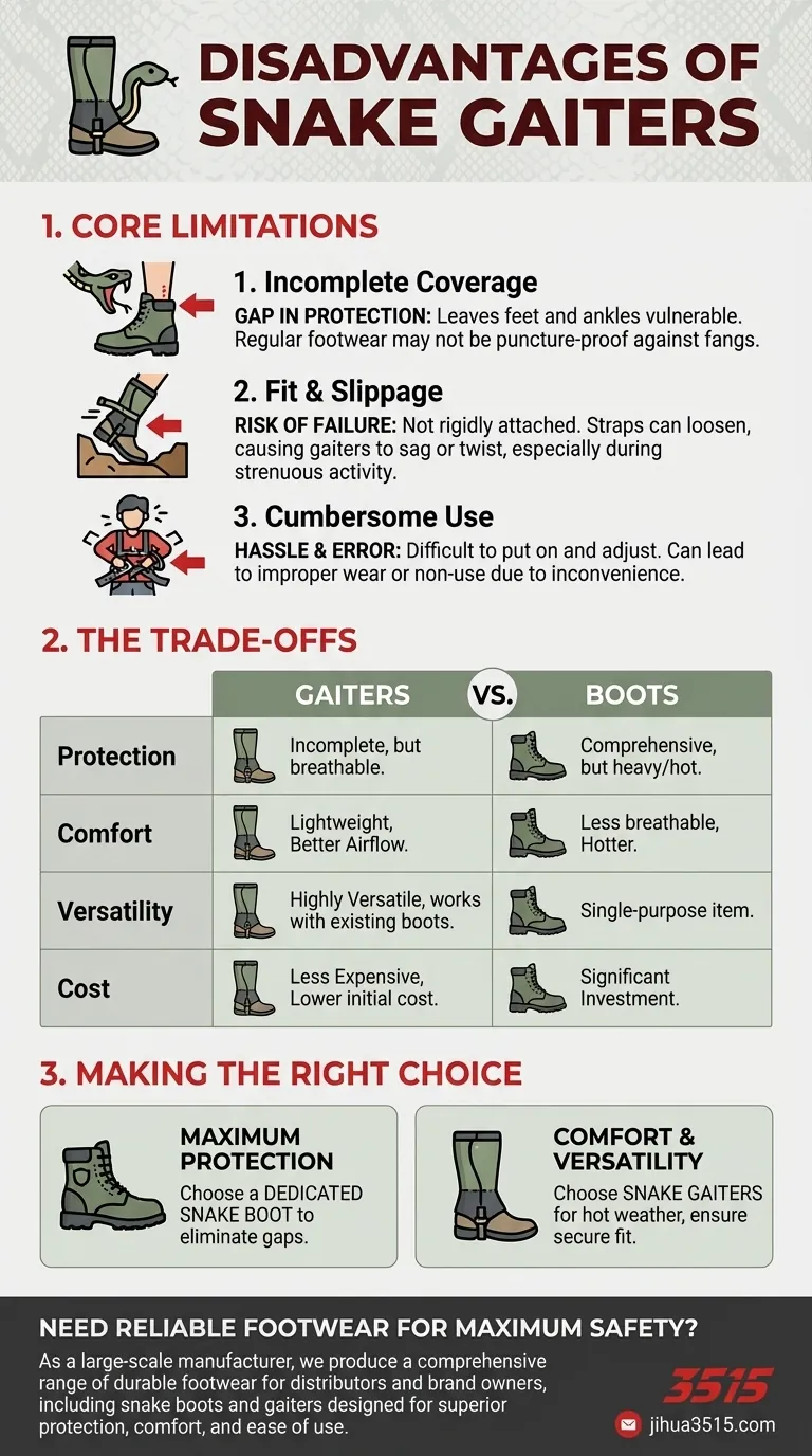 Quels sont les inconvénients des guêtres anti-serpents ? Limitations clés en matière de protection et de confort Guide Visuel