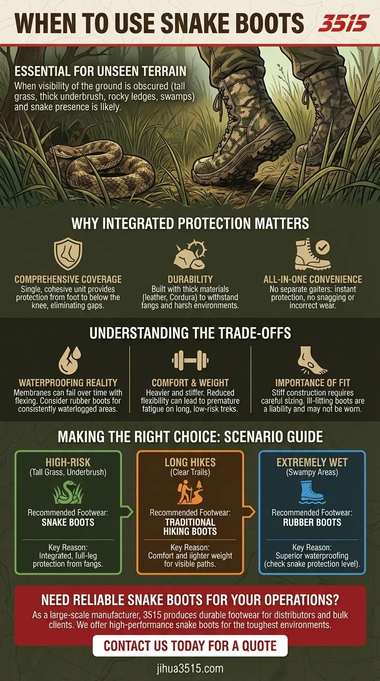 Quand faut-il porter des bottes anti-serpents ? Protection essentielle pour les environnements à haut risque Guide Visuel