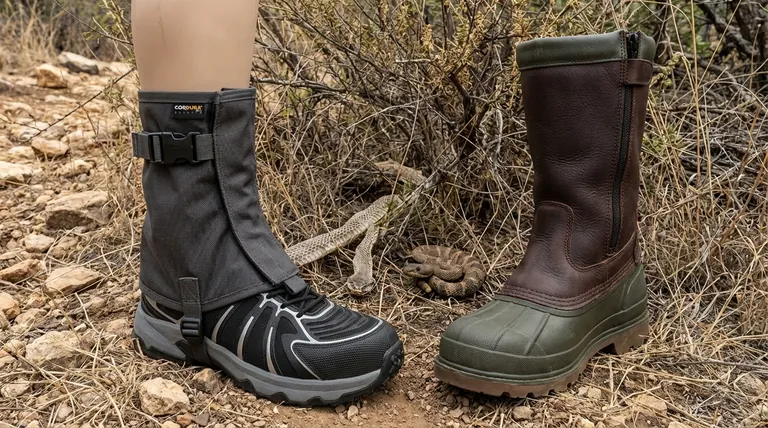 Comment les matériaux et la construction diffèrent-ils entre les guêtres anti-serpent et les bottes ? Armure modulaire contre protection intégrée