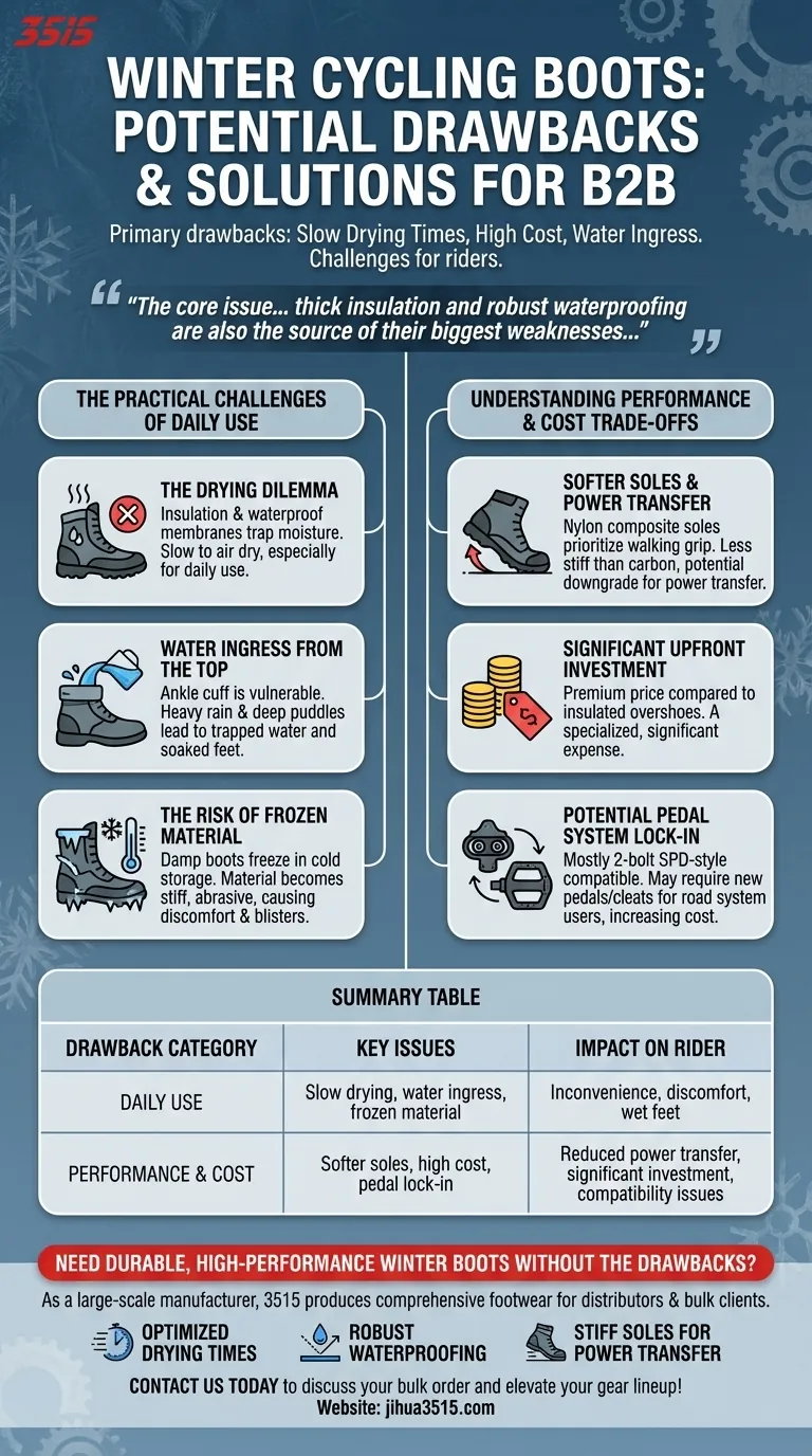 冬用サイクリングブーツの潜在的な欠点は何ですか？高コストと乾燥の遅さについて解説 ビジュアルガイド