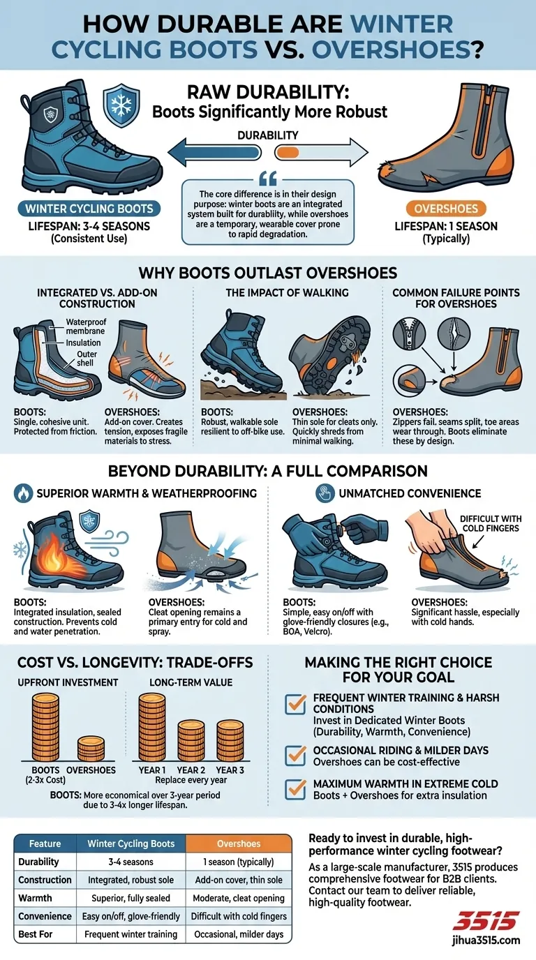 Quelle est la durabilité des chaussures de cyclisme d'hiver par rapport aux surchaussures ? Un guide sur la valeur et les performances à long terme Guide Visuel