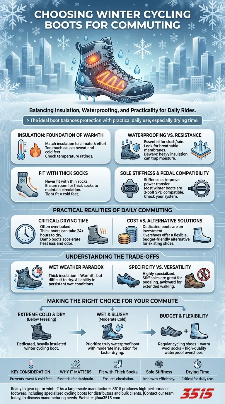 Que faut-il prendre en compte lors du choix de chaussures de cyclisme d'hiver pour les déplacements domicile-travail ? Trouvez votre ajustement parfait pour une conduite au chaud et au sec Guide Visuel