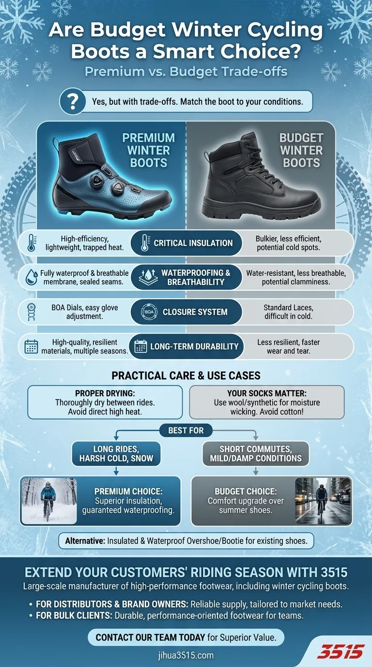 冬用サイクリングブーツには、手頃な価格の選択肢はありますか？トレードオフを理解する ビジュアルガイド