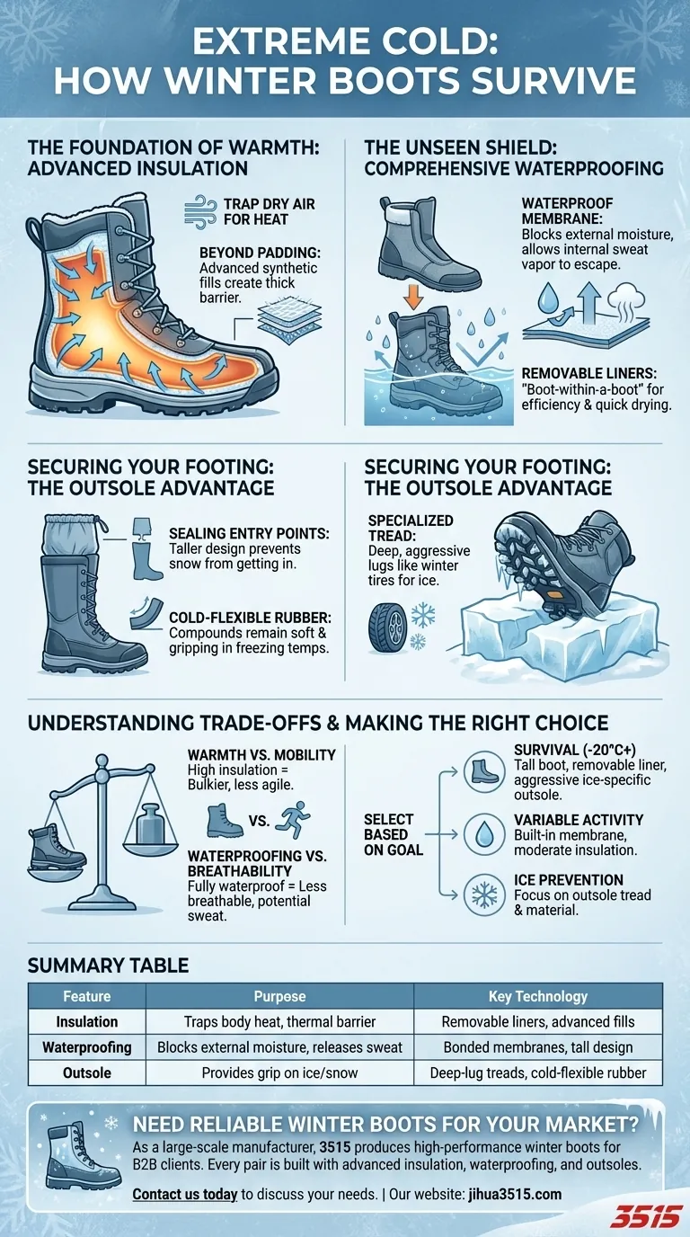 Comment les bottes d'hiver résistent-elles aux conditions de froid extrême ? Un guide pour survivre au grand froid. Guide Visuel