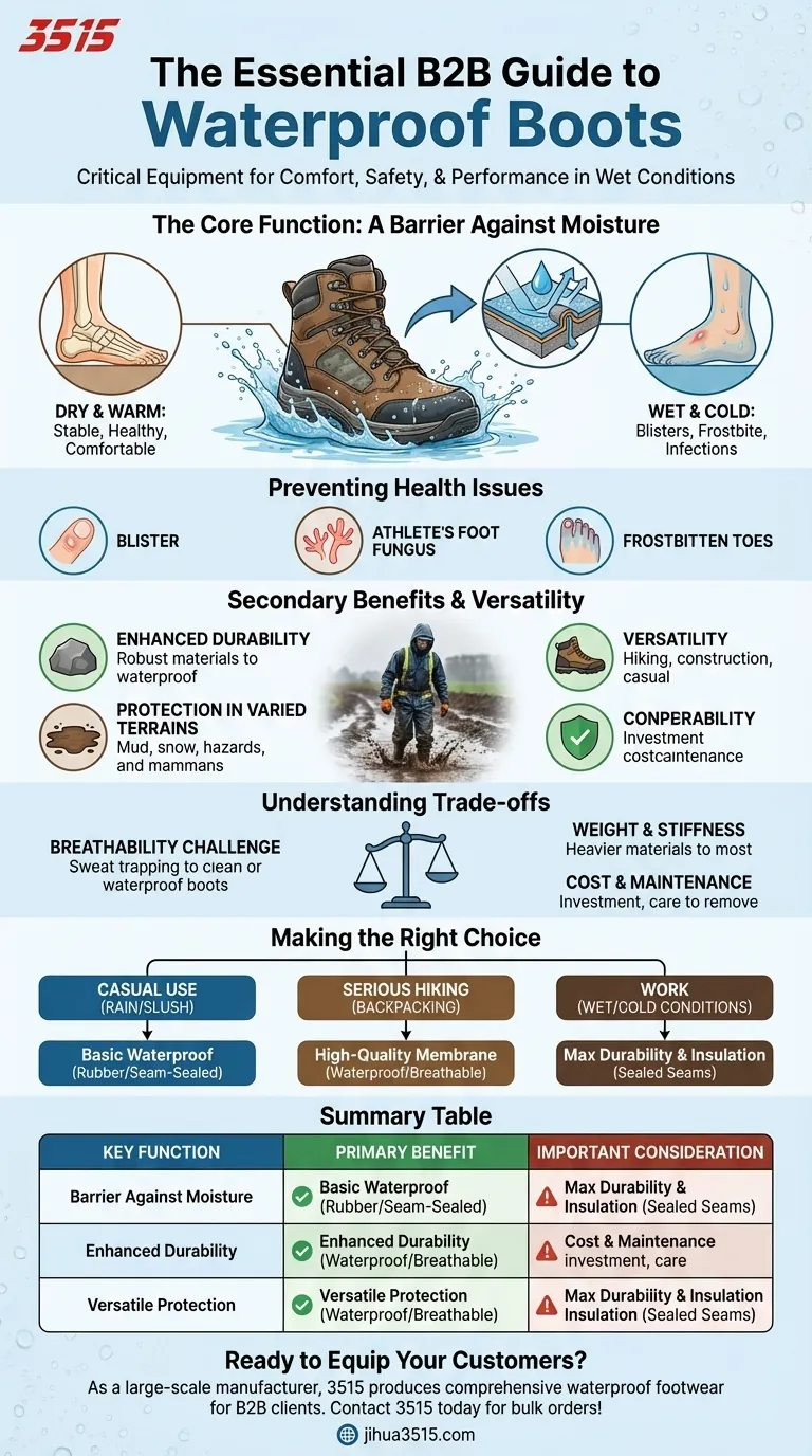 Pourquoi les bottes imperméables sont-elles importantes pour les activités de plein air ou les conditions humides ? Protection essentielle pour la sécurité et le confort Guide Visuel