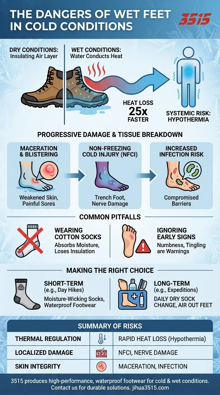 ما هي مخاطر بلل القدمين في الظروف الباردة؟ احمِ نفسك من انخفاض حرارة الجسم والإصابات دليل مرئي