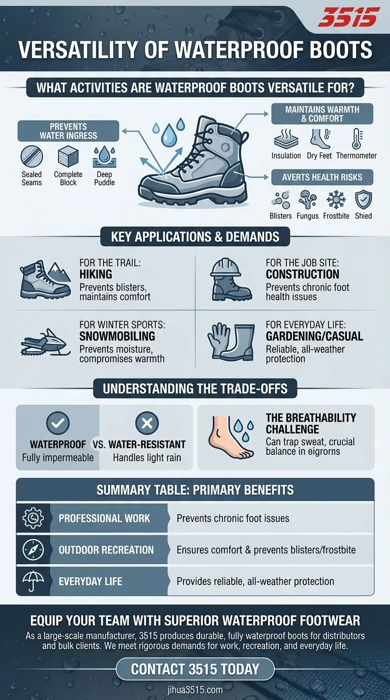 Pour quelles activités les bottes imperméables sont-elles polyvalentes ? Protection ultime pour le travail, la randonnée et les sports d'hiver Guide Visuel