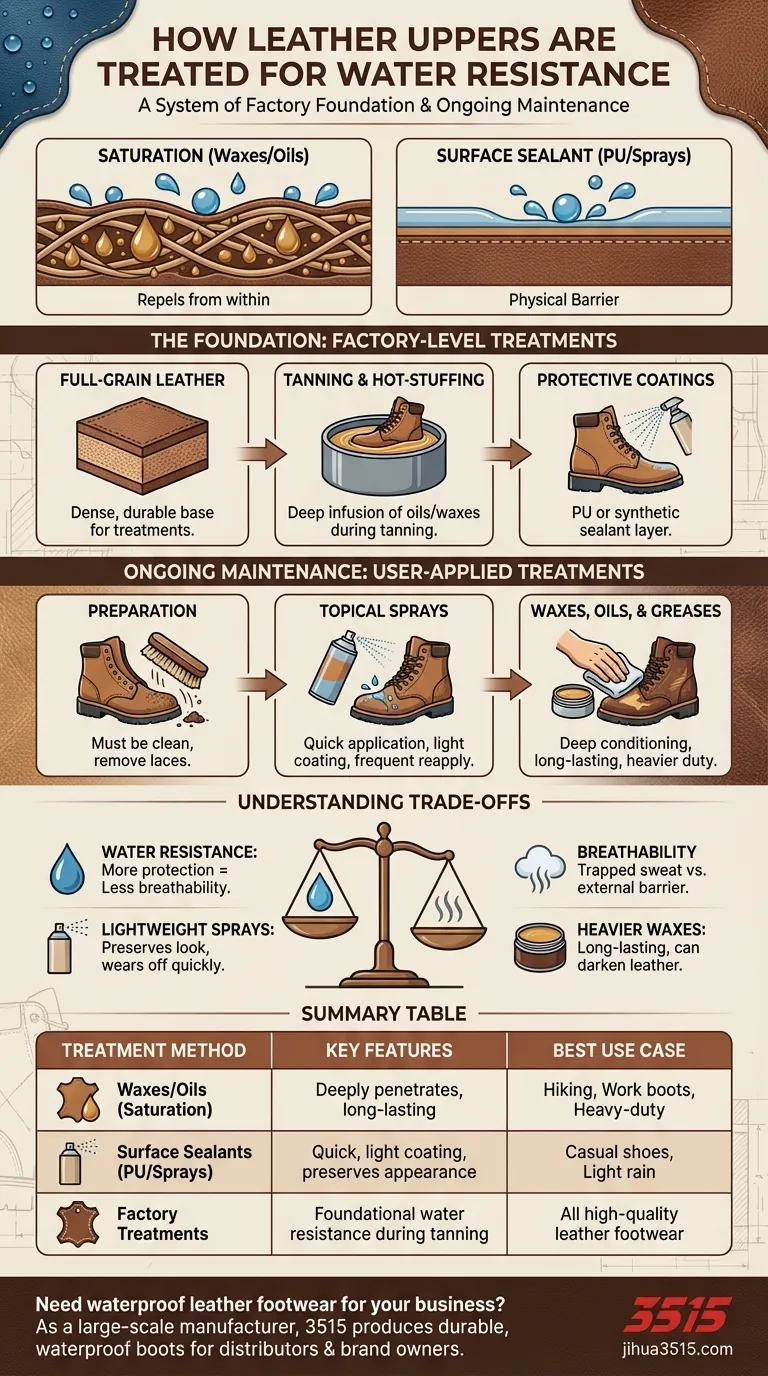 革のアッパーはどのように防水処理されるのか？耐久性のある保護のためのガイド ビジュアルガイド