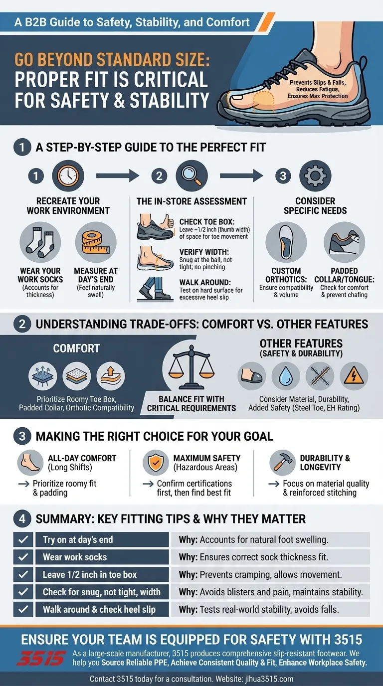 Quali consigli seguire per garantire la corretta vestibilità e taglia delle scarpe da lavoro antiscivolo? Massimizza sicurezza e comfort Guida Visiva