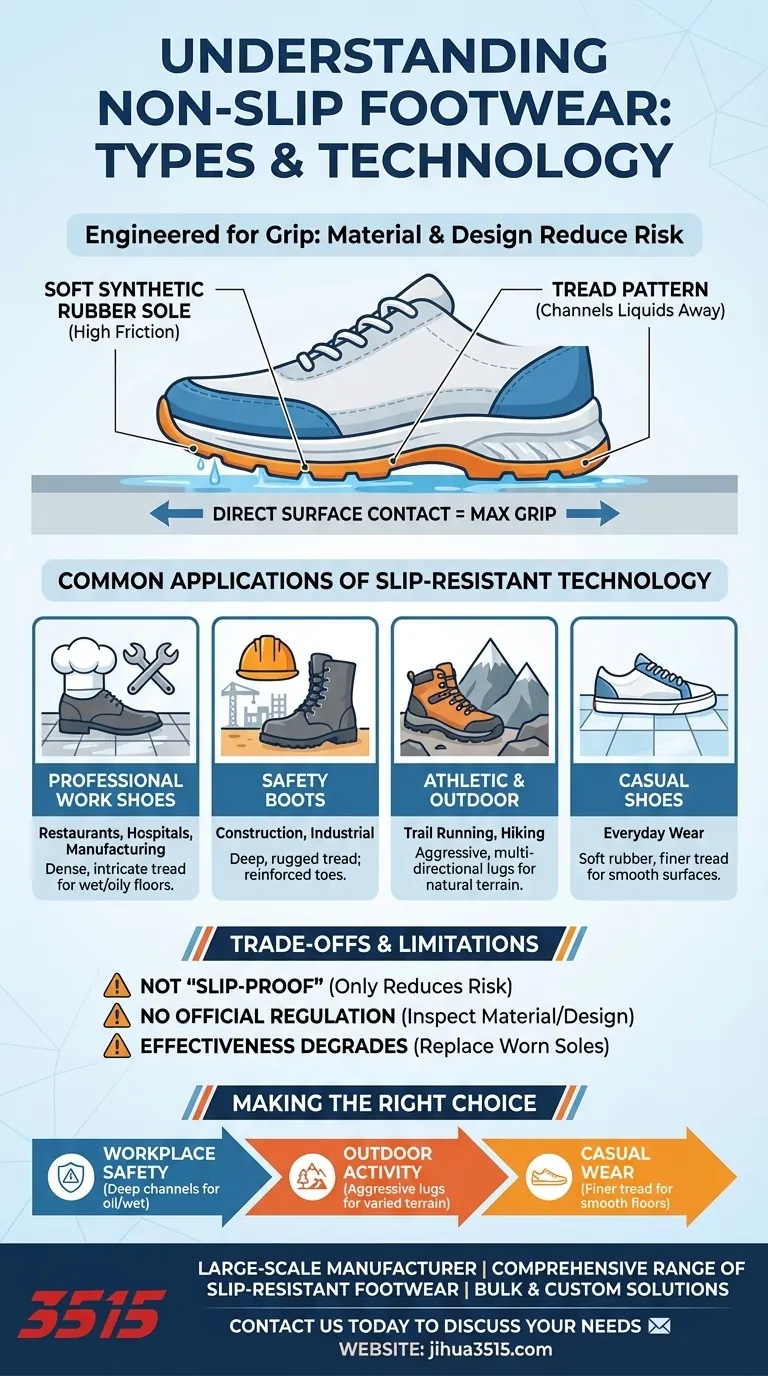 ¿Cuáles son los tipos comunes de zapatos antideslizantes? Encuentra el agarre adecuado para cualquier entorno Guía Visual