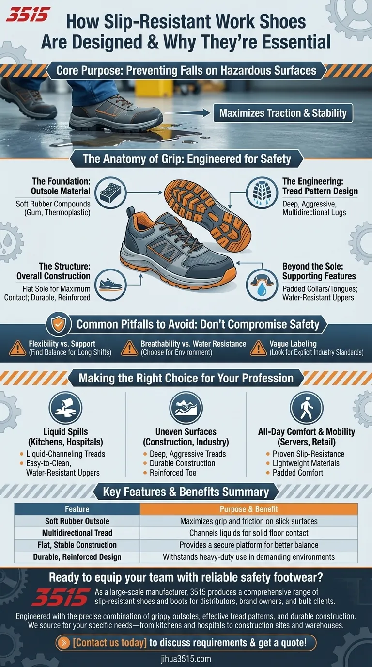 A cosa servono le scarpe antiscivolo da lavoro? Prevenire cadute su superfici scivolose Guida Visiva