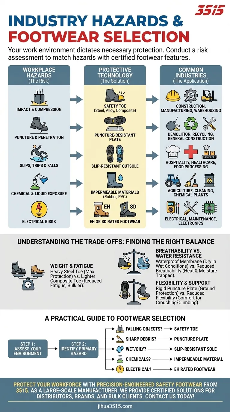 Wie wirken sich branchenspezifische Gefahren auf die Schuhwahl aus? Sorgen Sie für die Sicherheit der Arbeitnehmer mit den richtigen Stiefeln Visuelle Anleitung