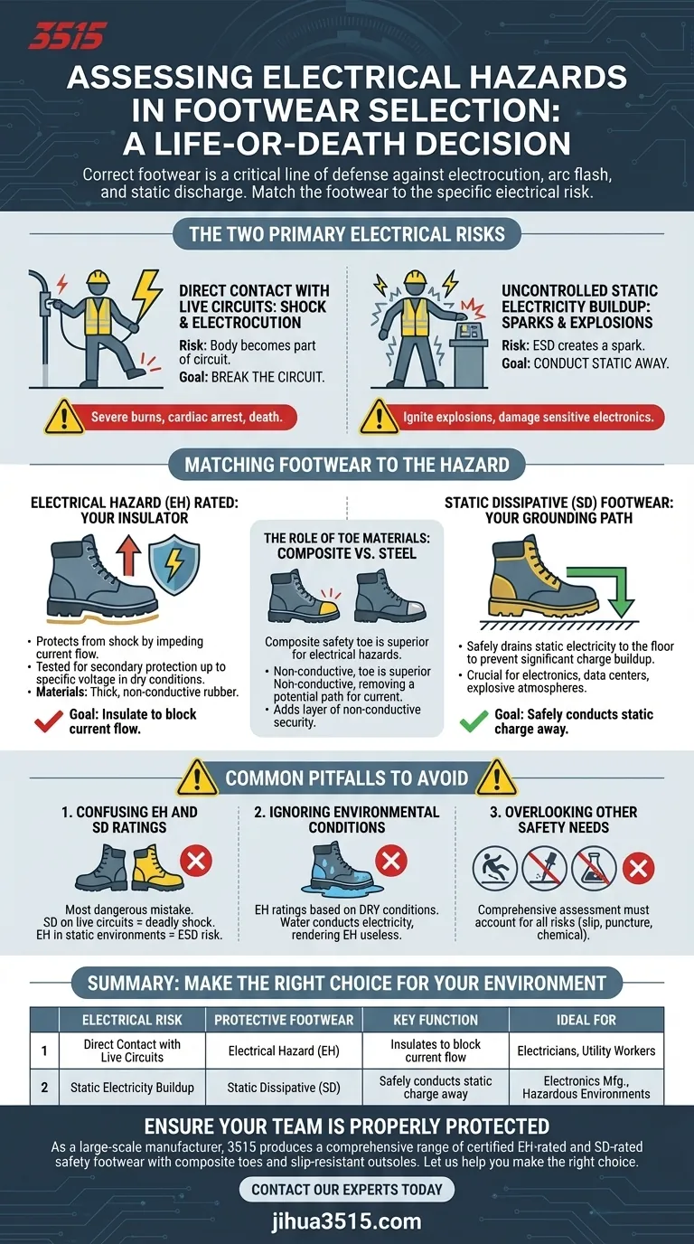 Perché la valutazione dei pericoli elettrici è importante nella scelta delle calzature? Una decisione tra la vita e la morte per la sicurezza dei lavoratori Guida Visiva