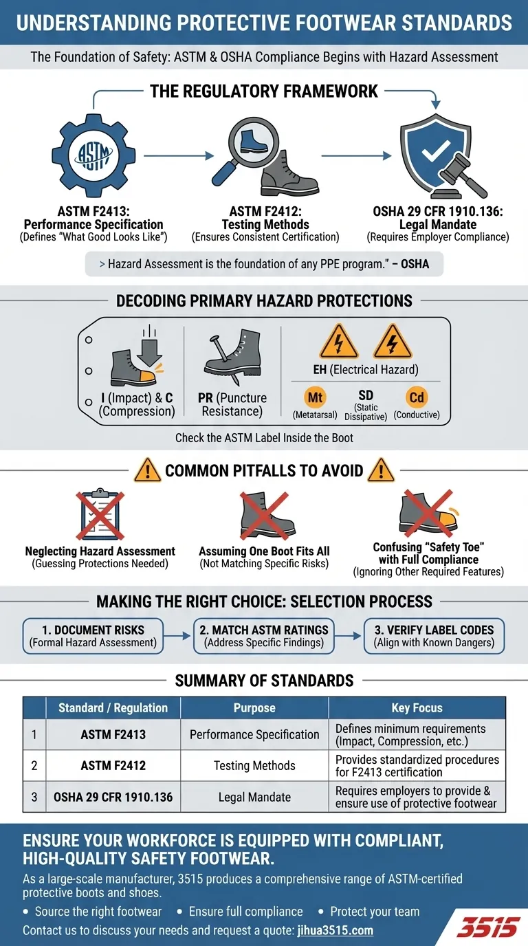 À quelle norme les chaussures de protection doivent-elles être conformes ? Respectez les exigences OSHA & ASTM F2413 Guide Visuel