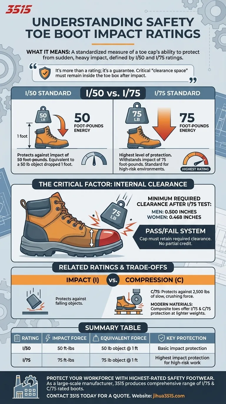 ماذا يعني تصنيف التأثير في أحذية السلامة ذات المقدمة الفولاذية؟ اختر الحماية المناسبة لعملك دليل مرئي